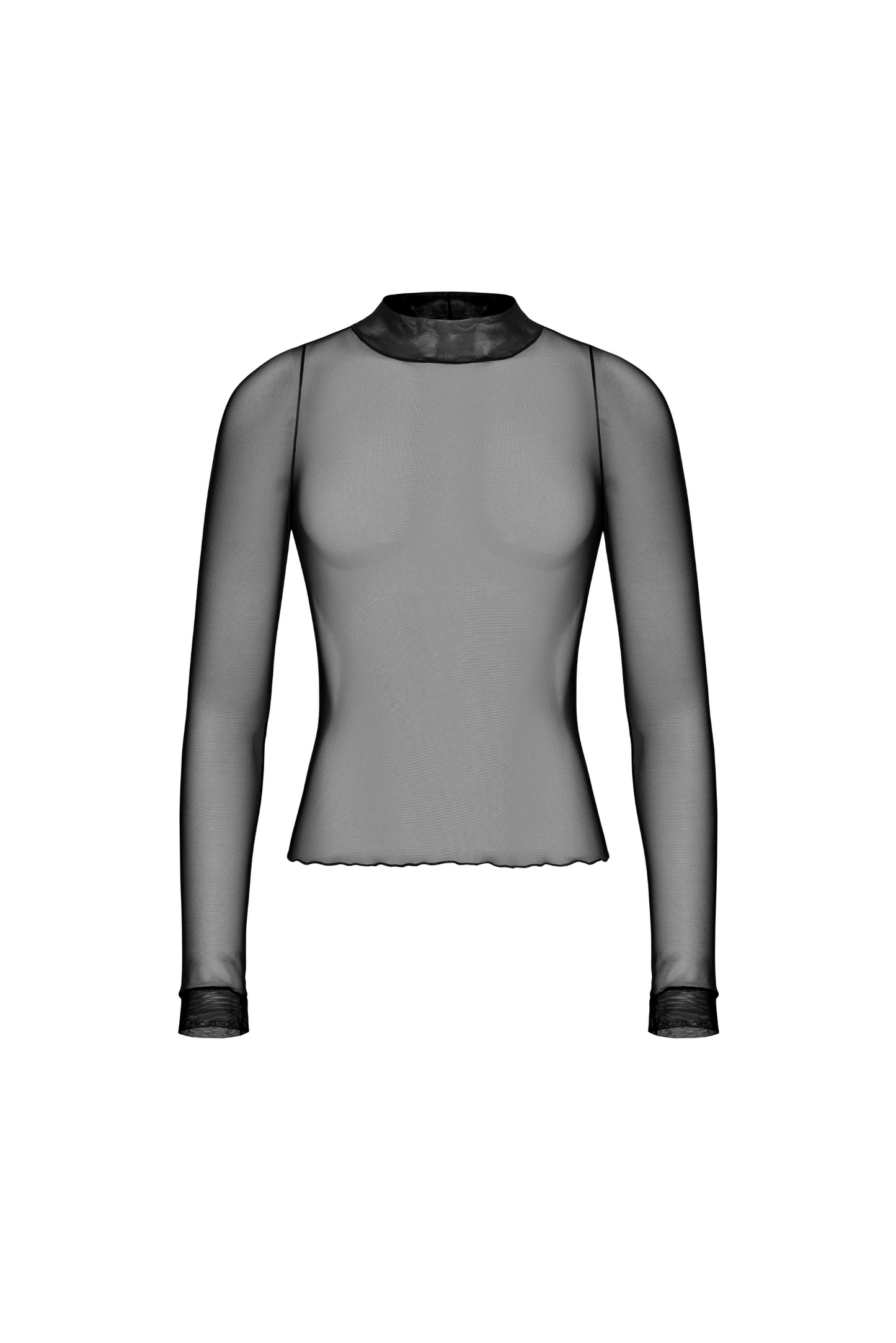 Bluzka Pure Black – przód, czarny tiul i długi rękaw