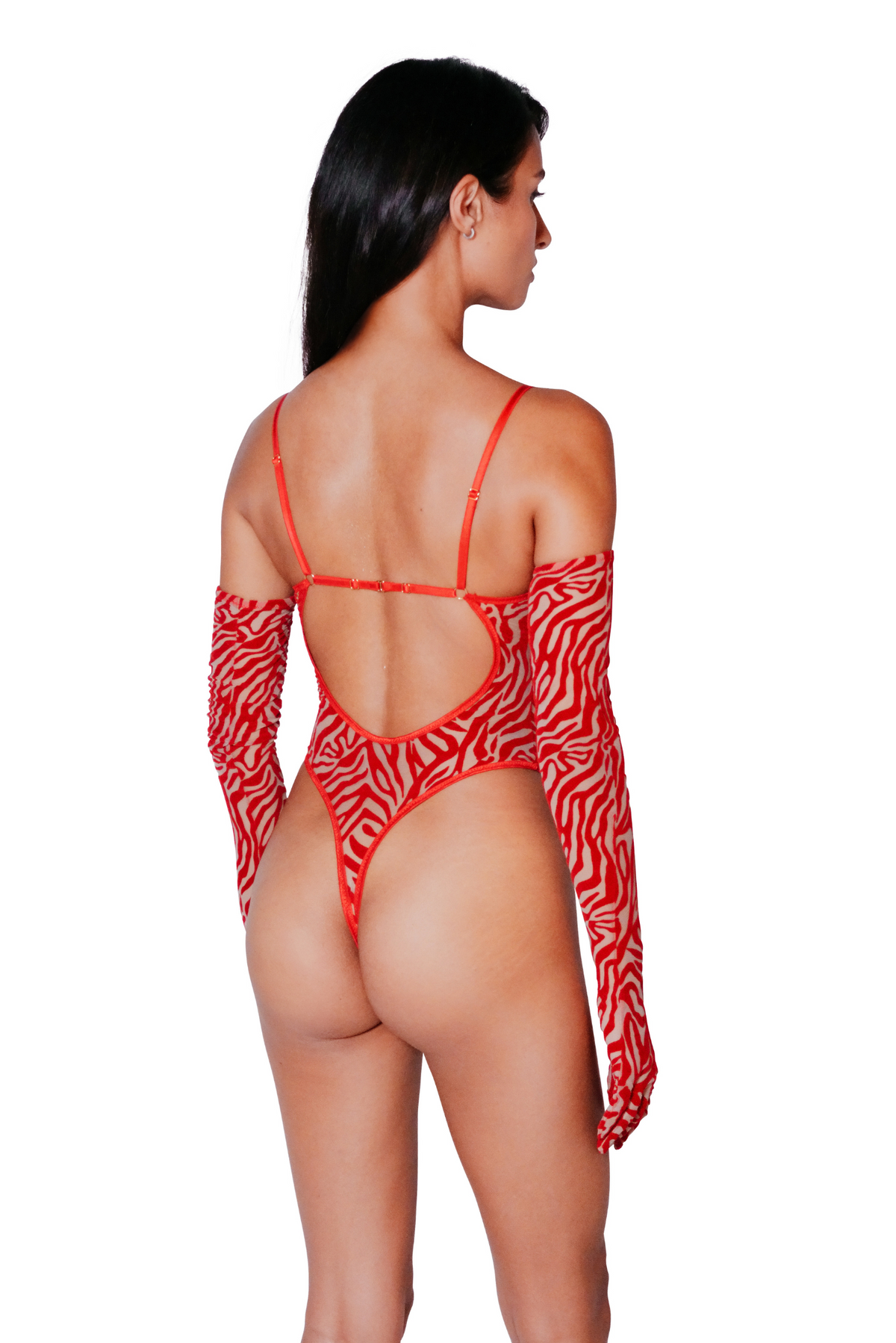 Tył body Kylie Red Tiger – wycięcie i paski regulacyjne