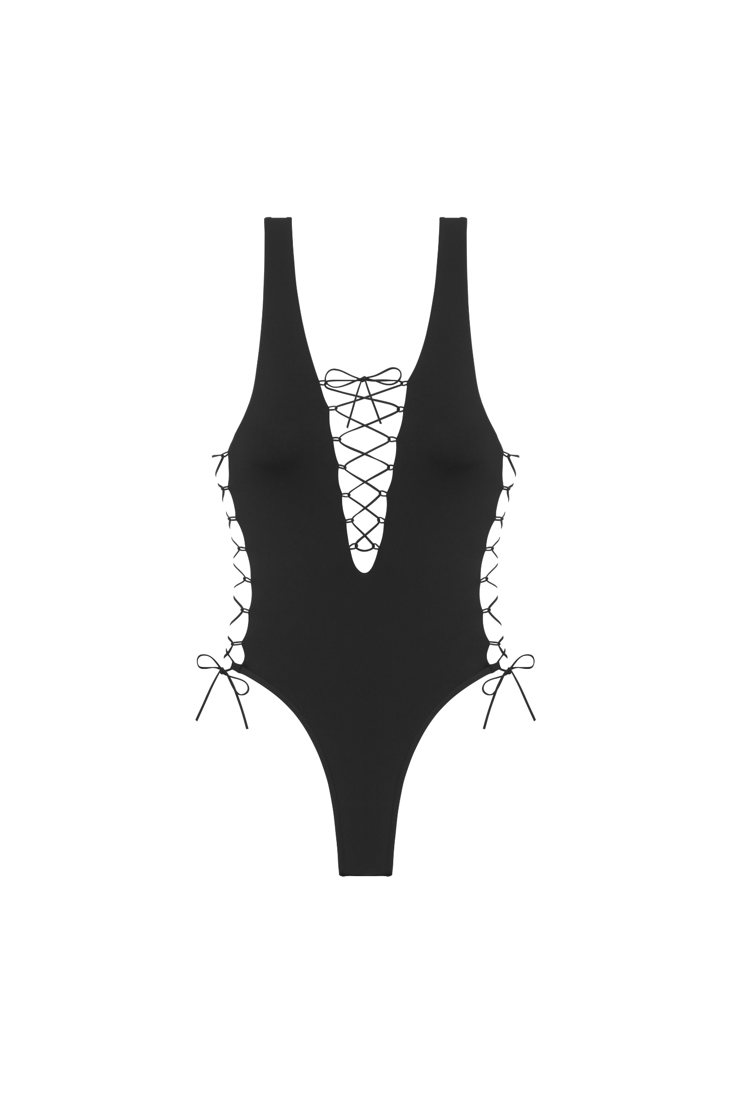 Kostium Pepper czarny – jednoczęściowy strój kąpielowy z wiązaniami