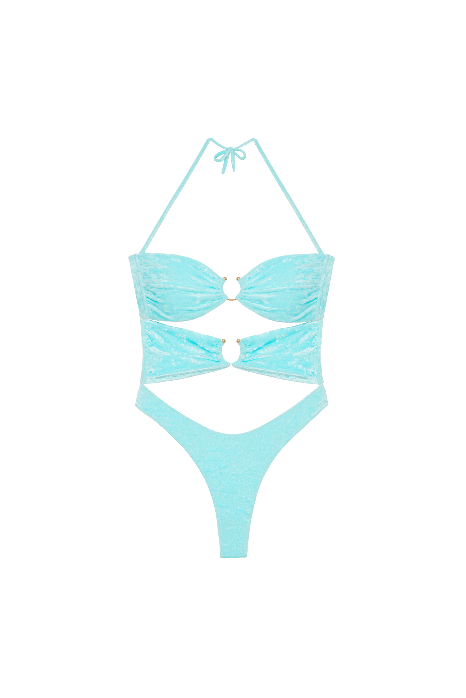 On the Beach One Piece turkus – luksusowy materiał welurowy