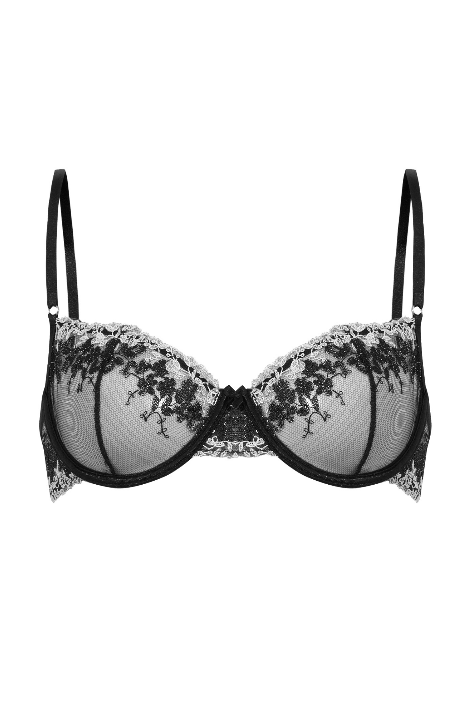 Incantevole reggiseno con ferretto nero ricamato