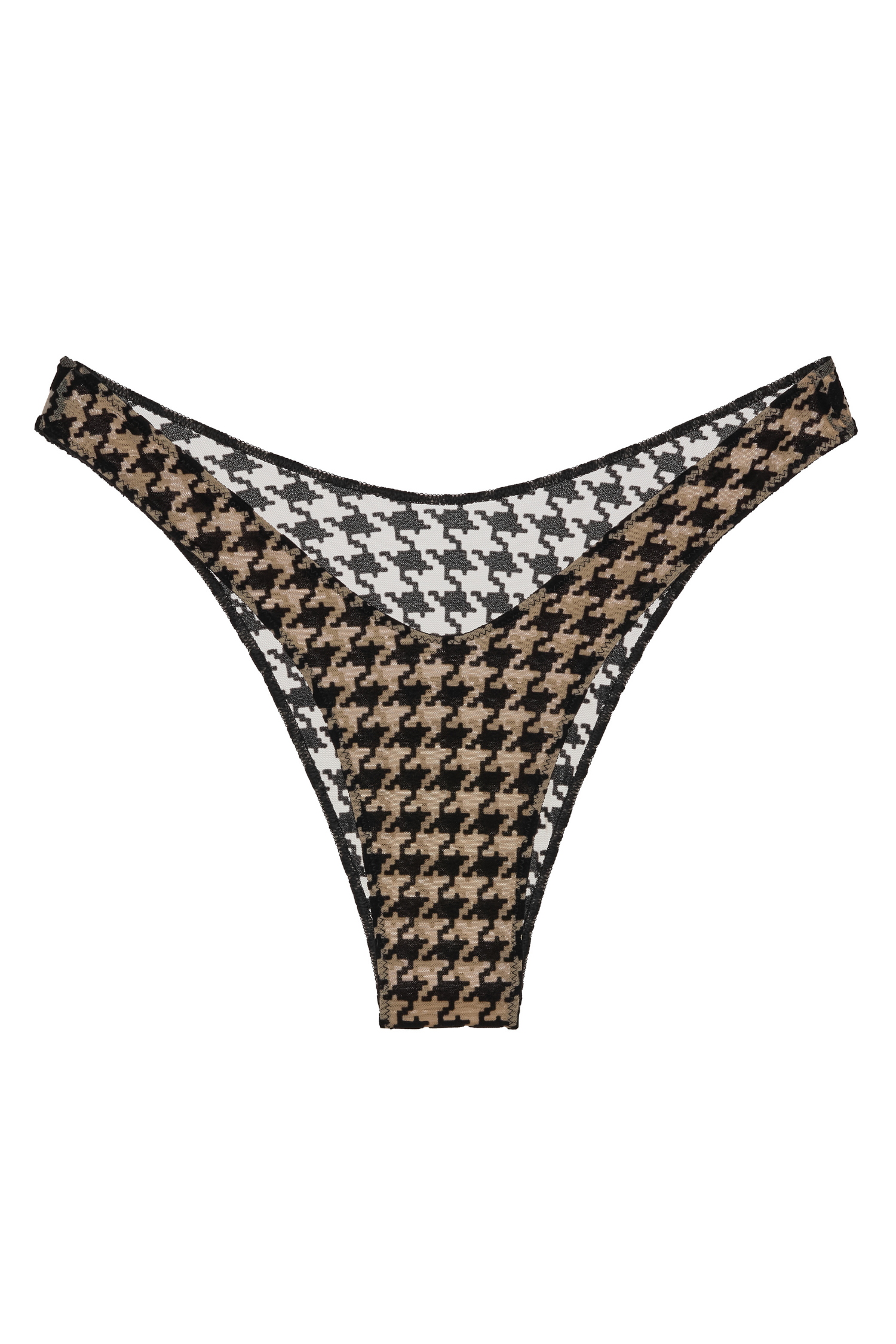 Oxford Panties – przód, tiul nude z flokiem w pepitkę