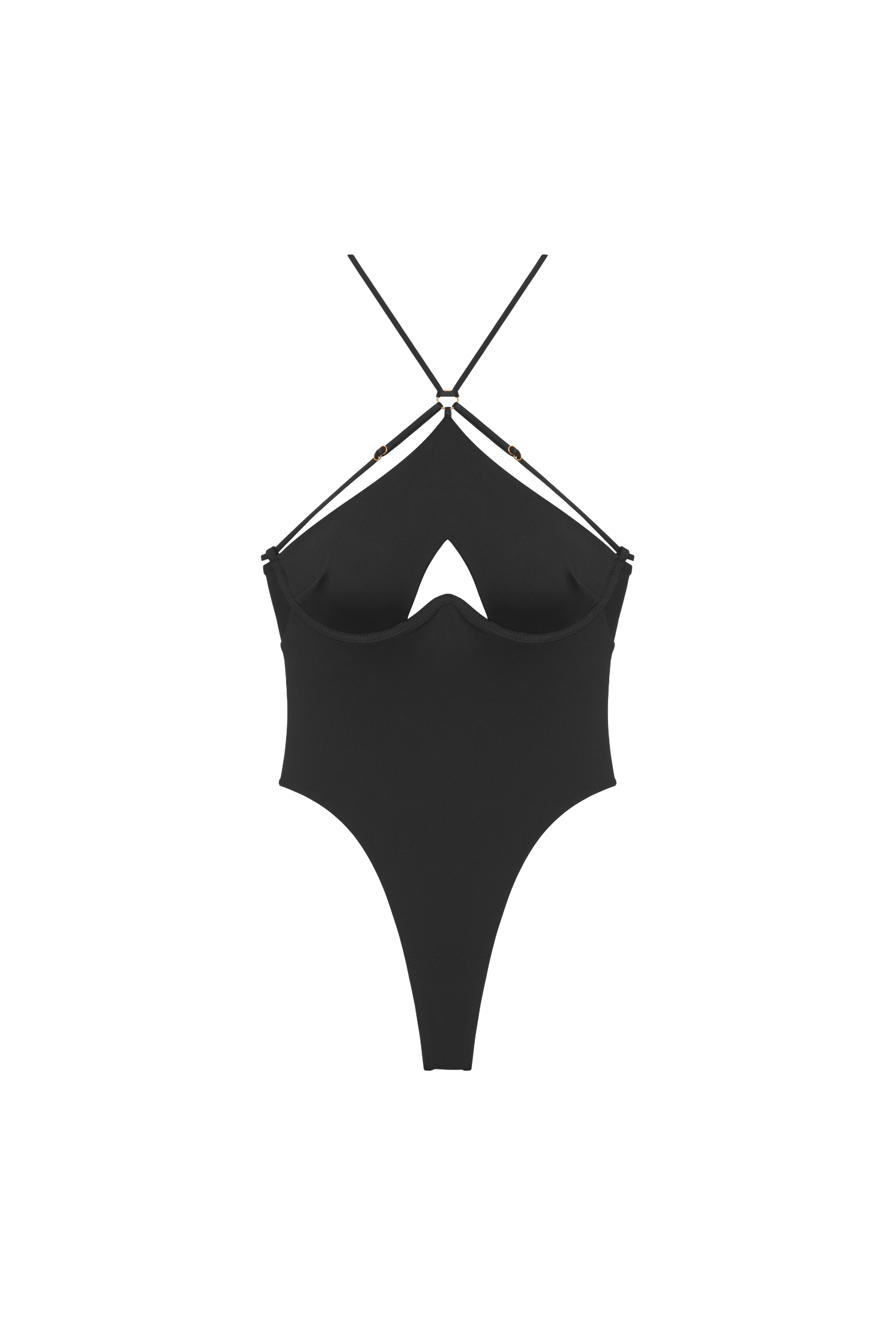 Kostium kąpielowy Heartbreaker Swim czarny – przód z fiszbiną